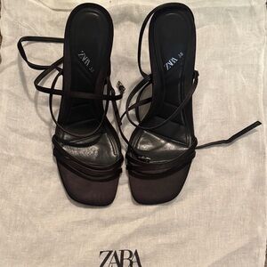 Zara Black Strappy Heels Size 38
